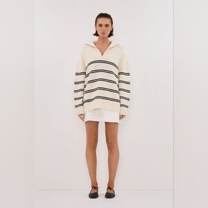 Dissh Kate Cream Stripe Knit Sweater Small